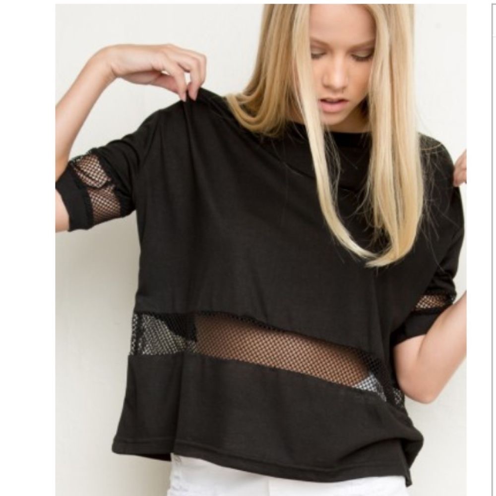 Brandy Melville black mesh detail tshirt